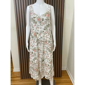 Frye Women's L Pink Dress Fit & Flare Shirt Midi Floral Boho Cottagecore Pink